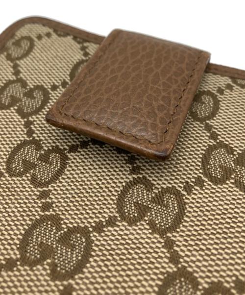GUCCI（グッチ）GUCCI (グッチ) GG二つ折り財布 ブラウンの古着・服飾アイテム