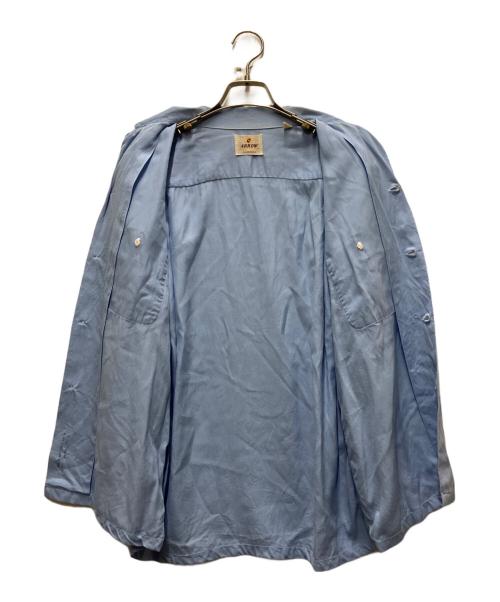 ARROW（アロー）ARROW (アロー) 50’s レーヨンギャバジン オープンカラーシャツ スカイブルー サイズ:SIZE 15 1/2-32の古着・服飾アイテム