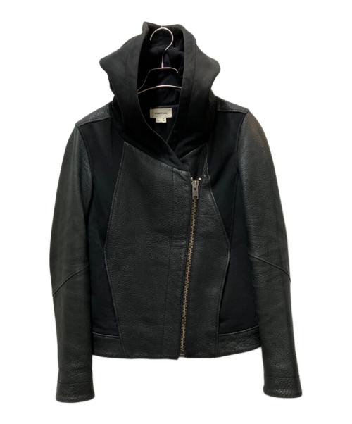 HELMUT LANG（ヘルムートラング）HELMUT LANG (ヘルムートラング) レザー切り替えジャケット ブラック サイズ:Pの古着・服飾アイテム