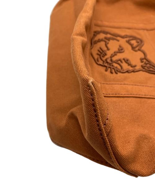 maison kitsune（メゾンキツネ）MAISON KITSUNE (メゾンキツネ) ロゴキャンバス2WAYトートバッグ ブラウンの古着・服飾アイテム