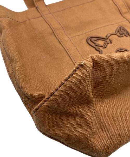maison kitsune（メゾンキツネ）MAISON KITSUNE (メゾンキツネ) ロゴキャンバス2WAYトートバッグ ブラウンの古着・服飾アイテム