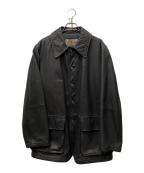 ARMANI JEANSアルマーニジーンズ）の古着「90s レザーカーコート」｜ブラック