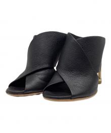 Salvatore Ferragamo（サルヴァトーレ フェラガモ）の古着「フラワーヒールミュール」｜ブラック