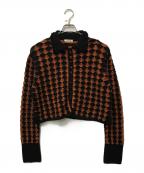OPEN SESAMI CLUBオープンセサミクラブ）の古着「rhombus cropped jacket」｜ブラック×オレンジ