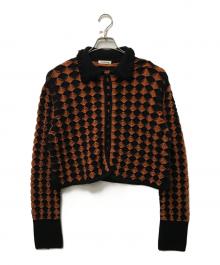 OPEN SESAMI CLUB（オープンセサミクラブ）の古着「rhombus cropped jacket」｜ブラック×オレンジ