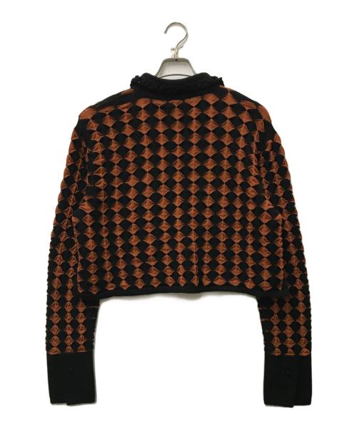 OPEN SESAMI CLUB（オープンセサミクラブ）OPEN SESAMI CLUB (オープンセサミクラブ) rhombus cropped jacket ブラック×オレンジ サイズ:FREEの古着・服飾アイテム