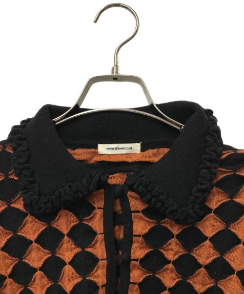 OPEN SESAMI CLUB（オープンセサミクラブ）OPEN SESAMI CLUB (オープンセサミクラブ) rhombus cropped jacket ブラック×オレンジ サイズ:FREEの古着・服飾アイテム