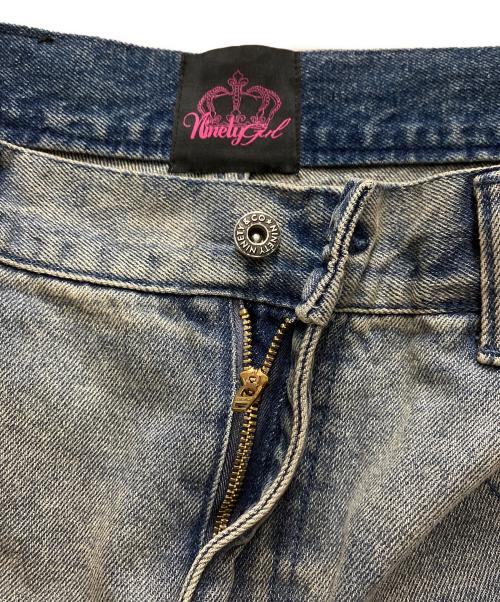 NINETY GIRL（ナインティ ガール）NINETY GIRL (ナインティ ガール) 90 Logo Baggy Denim Pants インディゴ サイズ:Lの古着・服飾アイテム