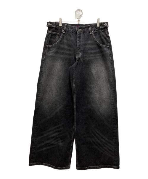 NINETY GIRL（ナインティ ガール）NINETY GIRL (ナインティ ガール) Tribal Logo Straight Denim Pants インディゴ サイズ:Lの古着・服飾アイテム