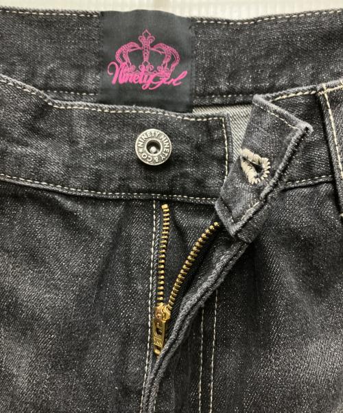 NINETY GIRL（ナインティ ガール）NINETY GIRL (ナインティ ガール) Tribal Logo Straight Denim Pants インディゴ サイズ:Lの古着・服飾アイテム