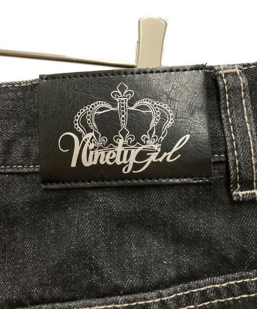 NINETY GIRL（ナインティ ガール）NINETY GIRL (ナインティ ガール) Tribal Logo Straight Denim Pants インディゴ サイズ:Lの古着・服飾アイテム