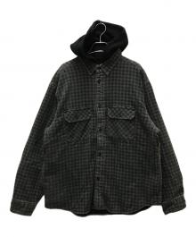 SUPREME（シュプリーム）の古着「22AW Houndstooth Flannel Hooded Shirt」｜グレー