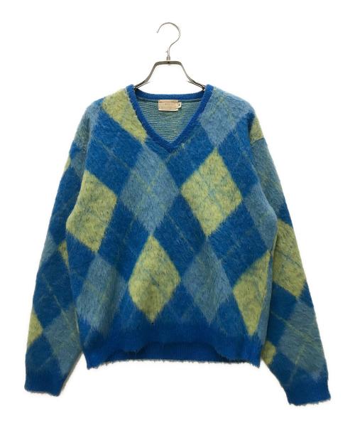BRENT（ブレント）BRENT (ブレント) 60s～70s アーガイル柄モヘア混ニット ブルー サイズ:Mの古着・服飾アイテム