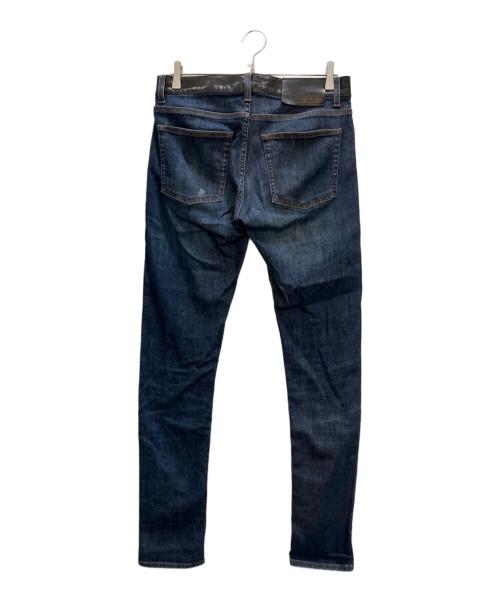 ALEXANDER McQUEEN（アレキサンダーマックイーン）ALEXANDER McQUEEN (アレキサンダーマックイーン) レザーウエスト スキニーデニムパンツ ネイビー サイズ:46の古着・服飾アイテム