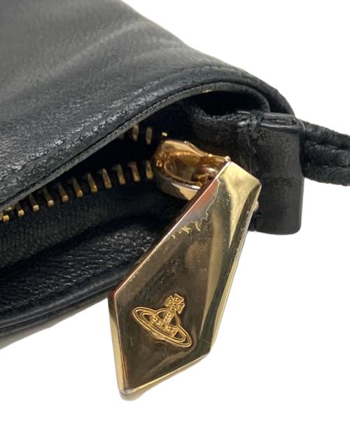Vivienne Westwood（ヴィヴィアンウエストウッド）Vivienne Westwood (ヴィヴィアンウエストウッド) オーバルロゴレザーショルダーバッグ ブラックの古着・服飾アイテム
