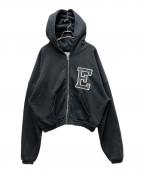 ERLイーアールエル）の古着「Varsity Oversized Zip Hoodie」｜ブラック