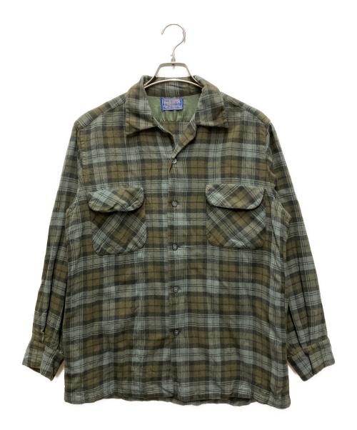 PENDLETON（ペンドルトン）PENDLETON (ペンドルトン) 60`Sボードシャツ ブラウン×グレーブルー サイズ:Mの古着・服飾アイテム