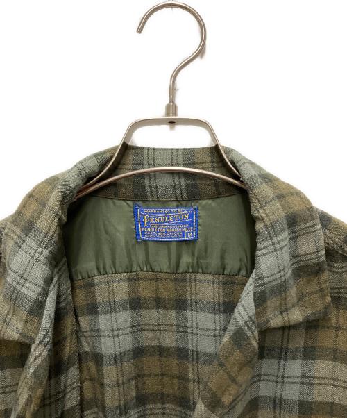 PENDLETON（ペンドルトン）PENDLETON (ペンドルトン) 60`Sボードシャツ ブラウン×グレーブルー サイズ:Mの古着・服飾アイテム