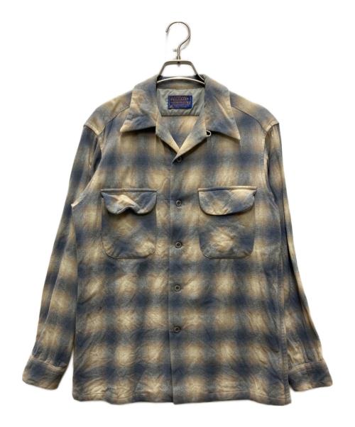 PENDLETON（ペンドルトン）PENDLETON (ペンドルトン) 70’S オンブレチェック ボートシャツ ブルー×ベージュ サイズ:Mの古着・服飾アイテム