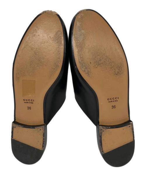 GUCCI（グッチ）GUCCI (グッチ) フラワー刺繍ホースビットレザーミュール ブラック サイズ:36の古着・服飾アイテム