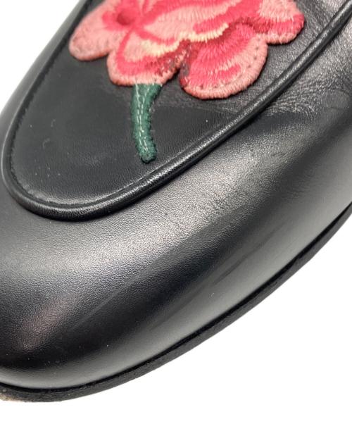 GUCCI（グッチ）GUCCI (グッチ) フラワー刺繍ホースビットレザーミュール ブラック サイズ:36の古着・服飾アイテム