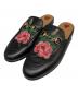 GUCCI（グッチ）の古着「フラワー刺繍ホースビットレザーミュール」｜ブラック