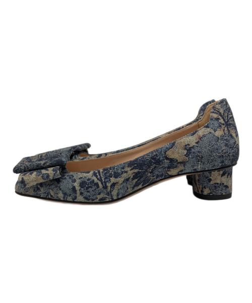 Christian Dior（クリスチャン ディオール）Christian Dior (クリスチャン ディオール) 花柄デニム地 ヒールパンプス ネイビー サイズ:35 1/2の古着・服飾アイテム