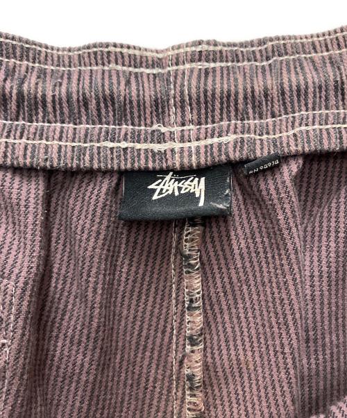 stussy（ステューシー）stussy (ステューシー) オーバーダイ ヒッコリー リラックス パンツ パープル×ブラック サイズ:Lの古着・服飾アイテム