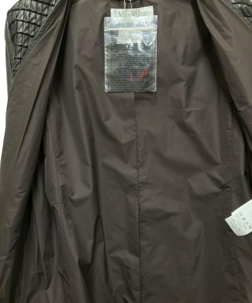 MaxMara（マックスマーラ）MaxMara (マックスマーラ) ピンタックデザインレザーノーカラーコート ブラウン サイズ:42の古着・服飾アイテム
