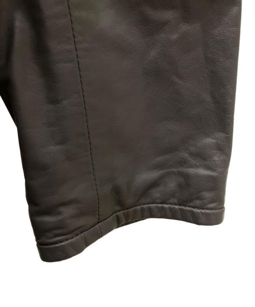 MaxMara（マックスマーラ）MaxMara (マックスマーラ) ピンタックデザインレザーノーカラーコート ブラウン サイズ:42の古着・服飾アイテム