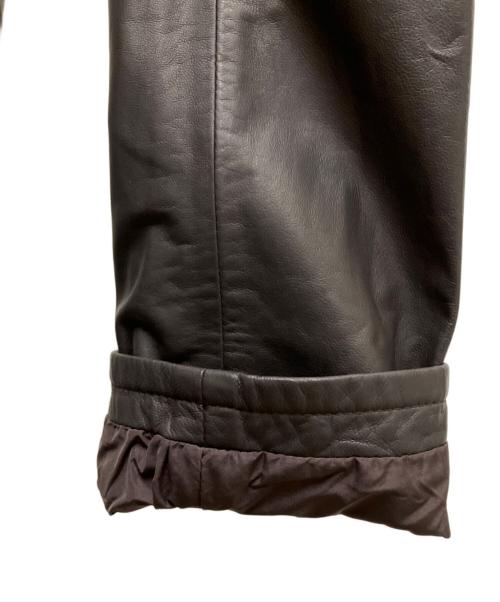 MaxMara（マックスマーラ）MaxMara (マックスマーラ) ピンタックデザインレザーノーカラーコート ブラウン サイズ:42の古着・服飾アイテム