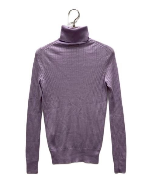 DRAWER（ドゥロワー）Drawer (ドゥロワー) カシミヤ シルク リブタートル ニット パープル サイズ:1の古着・服飾アイテム