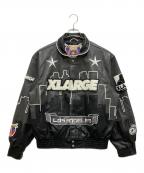 X-LARGE×JEFF HAMILTONエクストララージ×ジェフハミルトン）の古着「刺繍ワッペン フェイクレザースタジャン」｜グレー