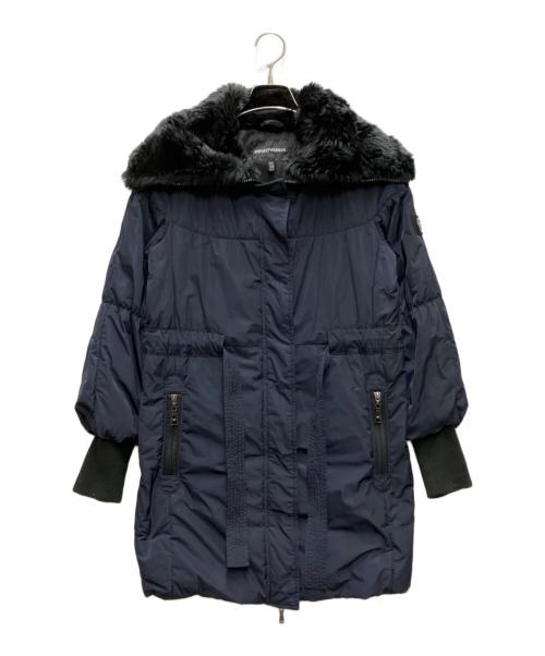 EMPORIO ARMANI（エンポリオ アルマーニ）EMPORIO ARMANI (エンポリオ アルマーニ) インナーファー中綿コート ネイビー サイズ:38の古着・服飾アイテム