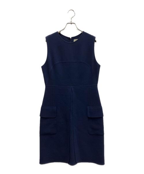 CELINE（セリーヌ）CELINE (セリーヌ) ウール混ノースリーブワンピース ネイビー サイズ:42の古着・服飾アイテム