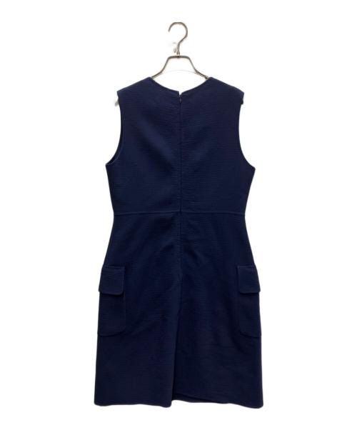 CELINE（セリーヌ）CELINE (セリーヌ) ウール混ノースリーブワンピース ネイビー サイズ:42の古着・服飾アイテム