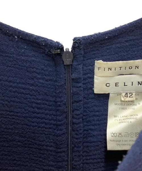 CELINE（セリーヌ）CELINE (セリーヌ) ウール混ノースリーブワンピース ネイビー サイズ:42の古着・服飾アイテム