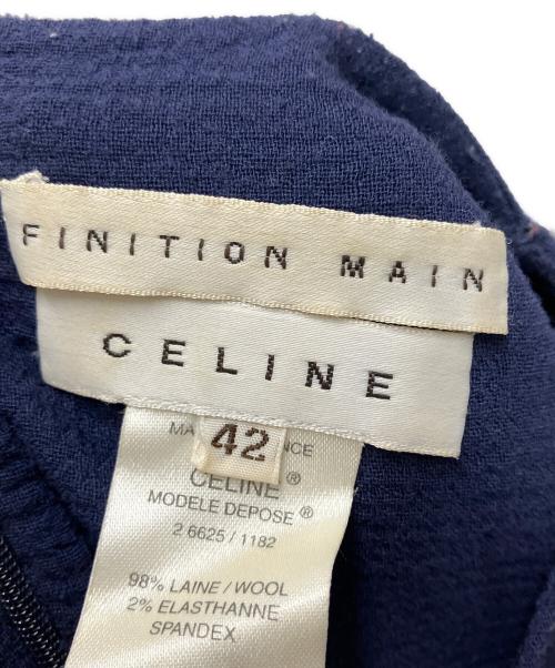 CELINE（セリーヌ）CELINE (セリーヌ) ウール混ノースリーブワンピース ネイビー サイズ:42の古着・服飾アイテム