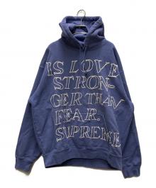 SUPREME×Cactus Plant Flea Market（シュプリーム×カクタスプラントフリーマーケット）の古着「IS LOVE STRONGER THAN FEAR HOODIE」｜ブルー