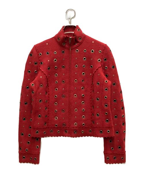 MOSCHINO（モスキーノ）MOSCHINO (モスキーノ) ウールアイレットジャケット レッド サイズ:42の古着・服飾アイテム