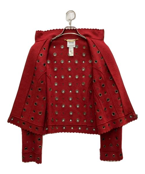 MOSCHINO（モスキーノ）MOSCHINO (モスキーノ) ウールアイレットジャケット レッド サイズ:42の古着・服飾アイテム