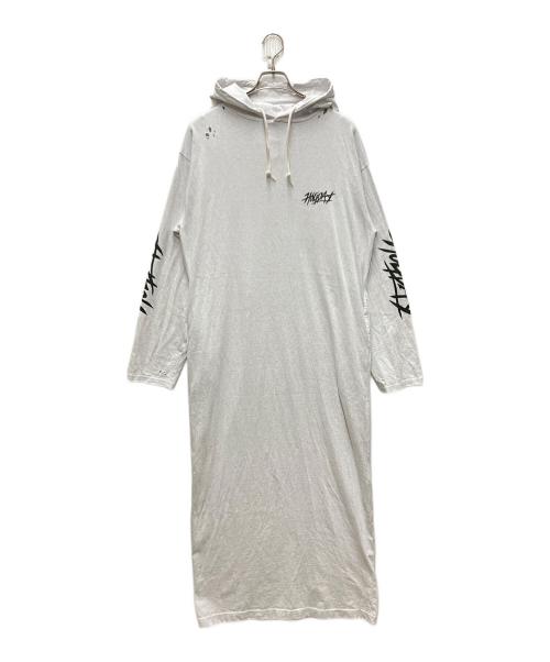holiday（ホリデー）HOLIDAY (ホリデー) SUPER FINE DRY DAMAGE L/S HOODED DRESS グレー サイズ:FREEの古着・服飾アイテム