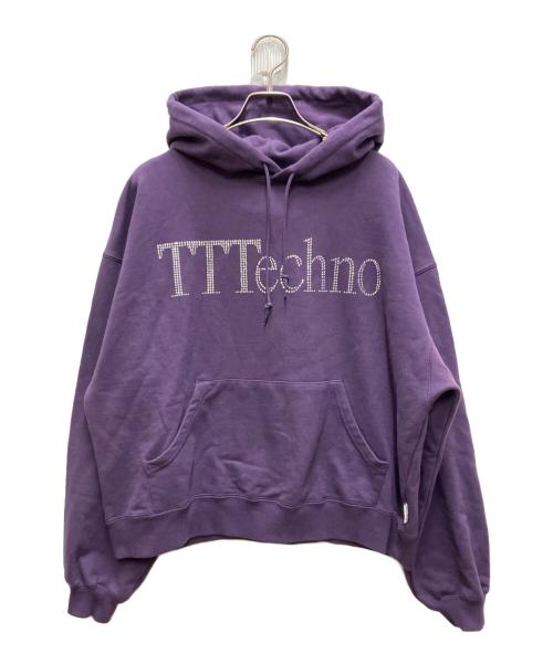 ICE & TECHNO（アイスアンドテクノ）ICE & TECHNO (アイスアンドテクノ) TTT MSW (ティー) ラインストーンロゴ入りフーディ パープル サイズ:Sの古着・服飾アイテム
