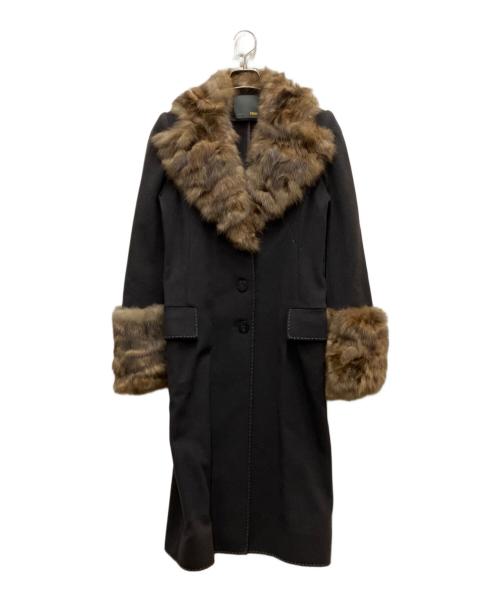 FENDI（フェンディ）FENDI (フェンディ) カシミヤ混 セーブルファーウールコート ブラック サイズ:38の古着・服飾アイテム