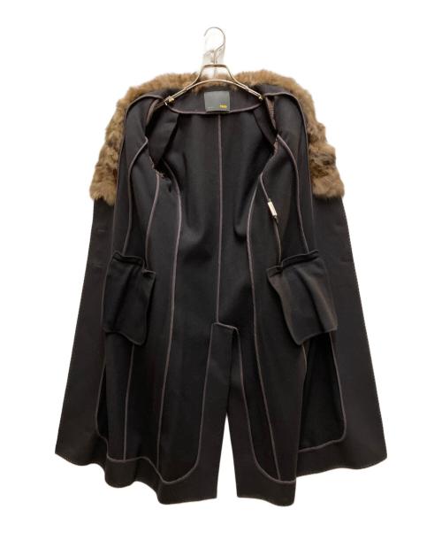 FENDI（フェンディ）FENDI (フェンディ) カシミヤ混 セーブルファーウールコート ブラック サイズ:38の古着・服飾アイテム