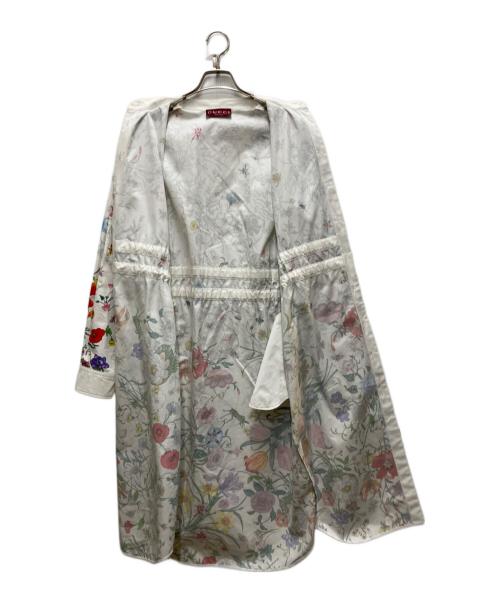 GUCCI（グッチ）GUCCI (グッチ) フローラプリントコットンワンピース ホワイト サイズ:40の古着・服飾アイテム