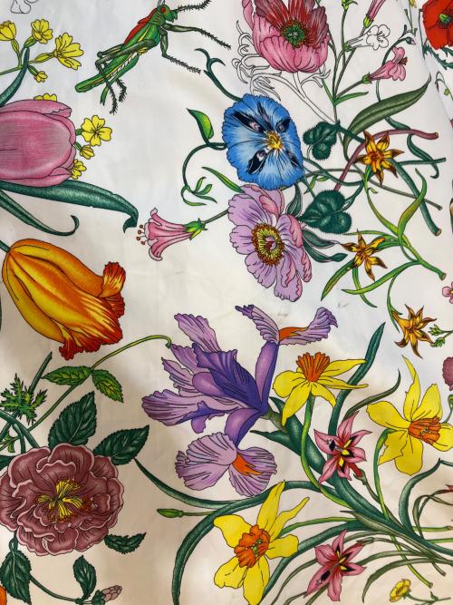 GUCCI（グッチ）GUCCI (グッチ) フローラプリントコットンワンピース ホワイト サイズ:40の古着・服飾アイテム