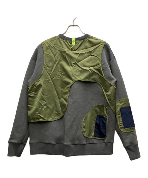 UN3D.（アンスリード）UN3D. (アンスリード) MA-1 VEST DOCKING SWEAT グレー×グリーン サイズ:36の古着・服飾アイテム