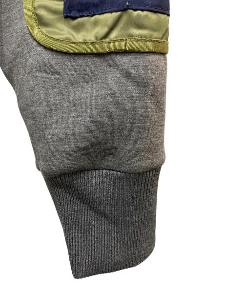 UN3D.（アンスリード）UN3D. (アンスリード) MA-1 VEST DOCKING SWEAT グレー×グリーン サイズ:36の古着・服飾アイテム