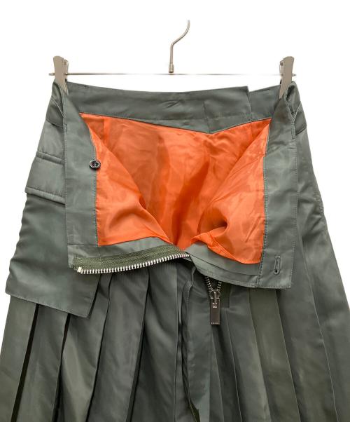 sacai（サカイ）sacai (サカイ) NYLON TWILL SKIRT グリーン サイズ:1の古着・服飾アイテム